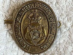 46) Good Original WW2 Derbyshire Regiment of Home Guards Brass …