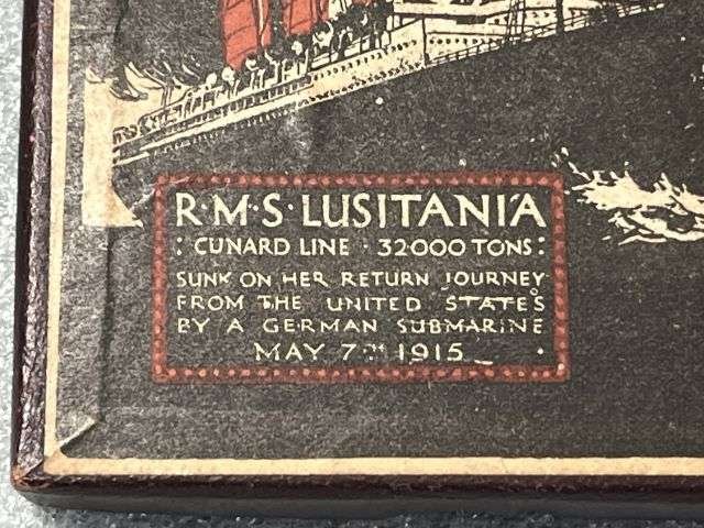11) Good Original WW1 RMS Lusitania Propaganda Medal In Original Box with Original Certificate — image 7