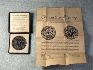 11) Good Original WW1 RMS Lusitania Propaganda Medal In Original …