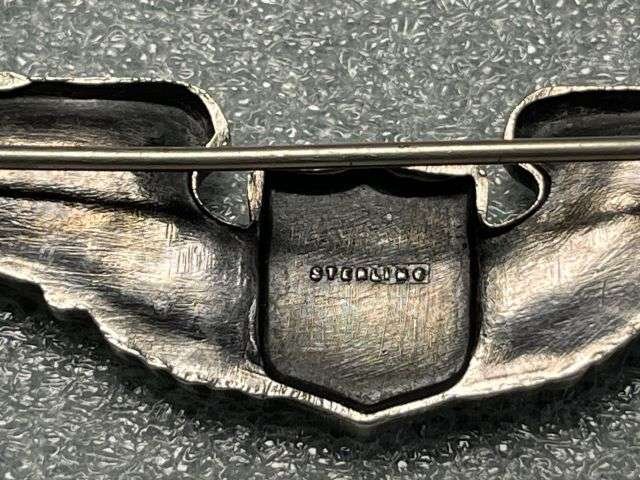 12) Excellent Original WW2 USAAF Pilots Wings Marked Sterling Silver — image 3