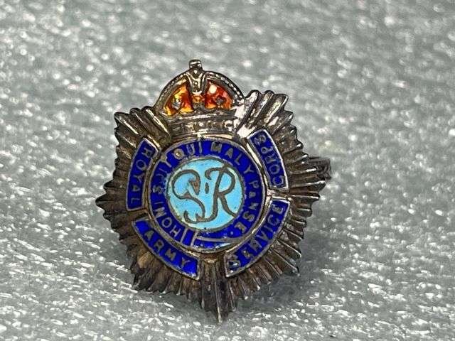 14) Nice Original WW2 Sweetheart Ring Silver & Enamel RASC Badge — image 4
