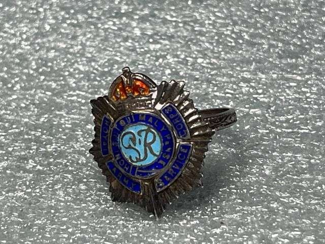 14) Nice Original WW2 Sweetheart Ring Silver & Enamel RASC Badge — image 5