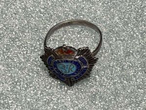 14) Nice Original WW2 Sweetheart Ring Silver & Enamel RASC …
