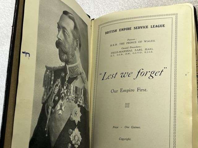 1) Slightly Tatty Original British Empire Service League, Lest We Forget, Our Empire First Diary/Address Book For 1927 — image 6