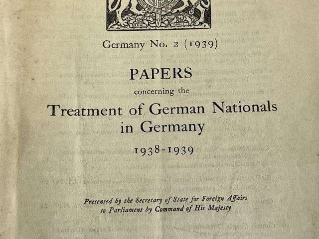 101) Good Original Early WW2 British Pamphlet Papers Concerning The Treatment of German Nationals in Germany 1938-39 — image 11