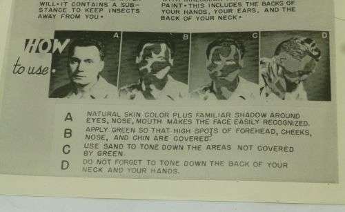 80) Good Original WW2 US Army Face Paint Instructions Sheet Green & Sand Camo — image 5