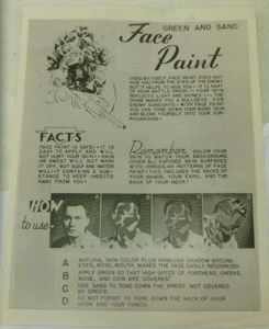 80) Good Original WW2 US Army Face Paint Instructions Sheet …
