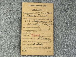88) WW2 British Army National Service Acts Grade Card For …