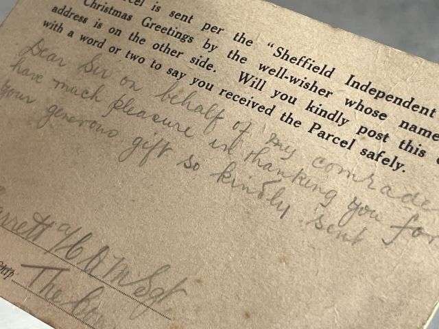 89) Interesting Original WW1 British Post Card From Soldiers In The Connaught Rangers Thanking A Family For a Christmas Gift Parcel 1915 — image 2