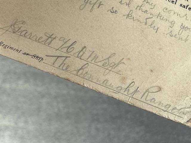 89) Interesting Original WW1 British Post Card From Soldiers In The Connaught Rangers Thanking A Family For a Christmas Gift Parcel 1915 — image 5