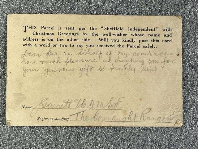 89) Interesting Original WW1 British Post Card From Soldiers In The Connaught Rangers Thanking A Family For a Christmas Gift Parcel 1915 — image 8