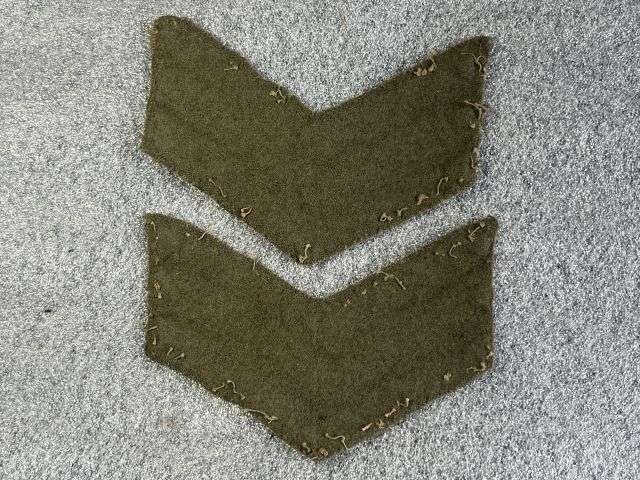 93) Excellent Original Pair of WW1 WW2 Uniform Removed Sergeants Rank Stripes — image 2