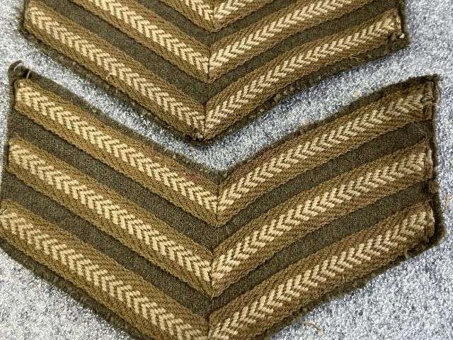 93) Excellent Original Pair of WW1 WW2 Uniform Removed Sergeants Rank Stripes — image 3