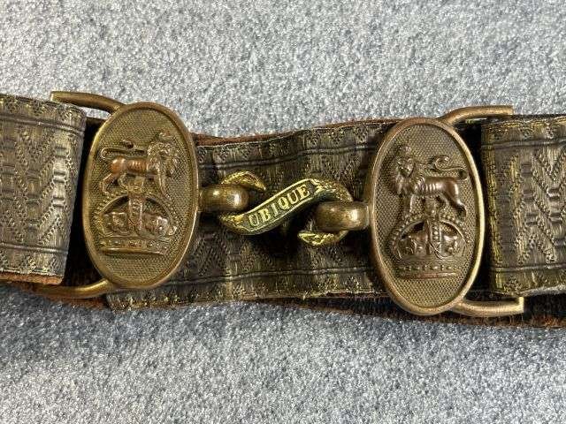 97) Tatty Original Pre WW1 Royal Artillery Officers Sword Belt With Lovely Quality Ornate Buckle — image 11