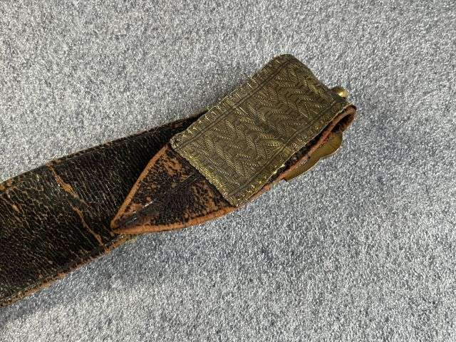 97) Tatty Original Pre WW1 Royal Artillery Officers Sword Belt With Lovely Quality Ornate Buckle — image 6