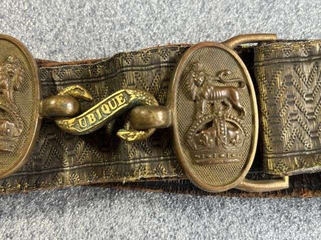 97) Tatty Original Pre WW1 Royal Artillery Officers Sword Belt With Lovely Quality Ornate Buckle — image 9
