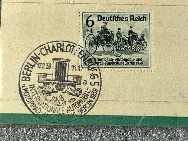 75) Good Clean Original Third Reich International Automobile & Motorcycle Exhibition 1939 Stamp & Card — image 3
