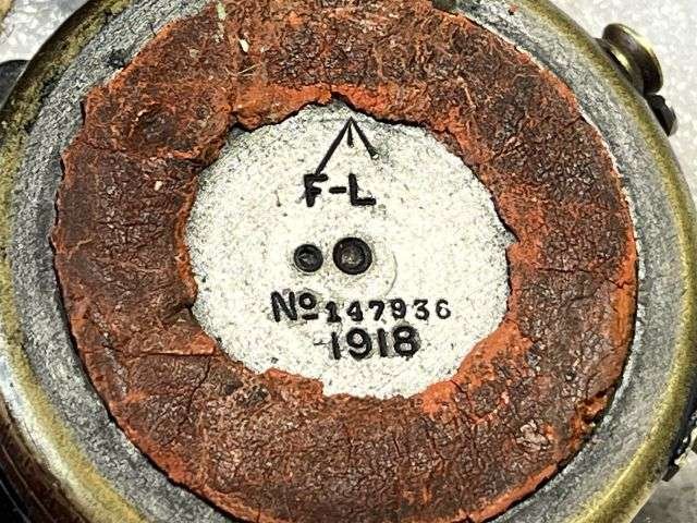 14) Nice Original WW1 British Officers Verner's Pattern VIII Compass Dated 1918 & Leather Case Dated 1918 — image 4