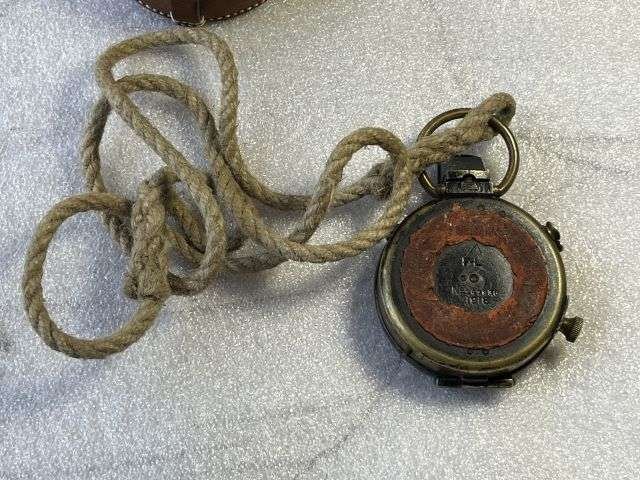 14) Nice Original WW1 British Officers Verner's Pattern VIII Compass Dated 1918 & Leather Case Dated 1918 — image 5