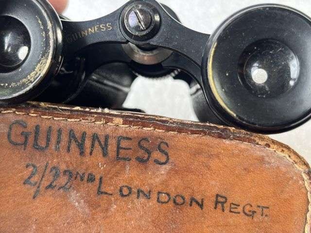 15) Excellent Original WW1 British Army Officers Small Field Glasses and Case Both Named to Guinness 2/22 London Regiment — image 8