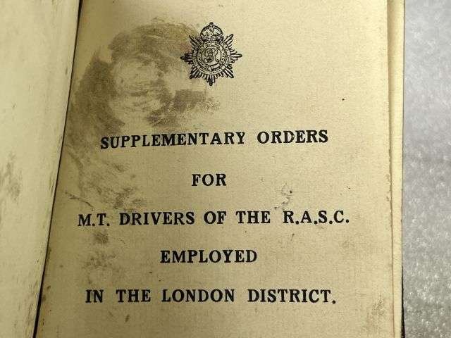 16) Good Original 1920s Pocket book Drivers Orders. Supplementary Orders For M.T. Drivers of the RASC Employed In The London District — image 3