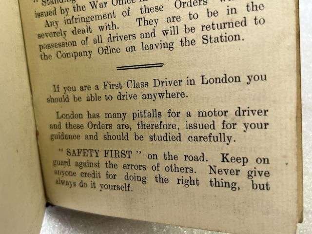 16) Good Original 1920s Pocket book Drivers Orders. Supplementary Orders For M.T. Drivers of the RASC Employed In The London District — image 8