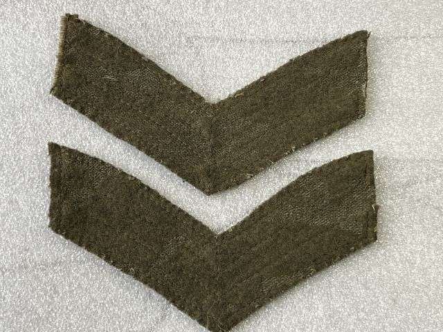 22) Good Original Used Pair of WW1 WW2 Uniform Removed Corporals Rank Stripes — image 4