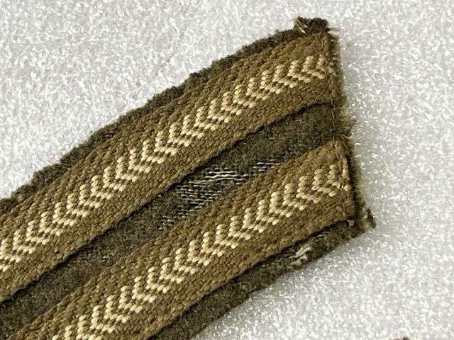 22) Good Original Used Pair of WW1 WW2 Uniform Removed Corporals Rank Stripes — image 6