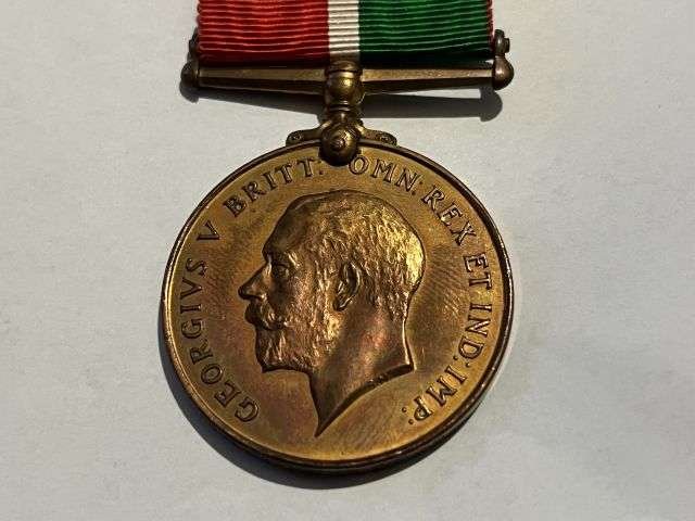 32) Excellent Original Full Size WW1 Mercantile Marine Medal To William Stafford — image 6