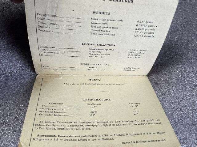 90) Good Original WW2 US Army War Department Technical Manual Italian Phrase Book 1943 TM 30-249 — image 4