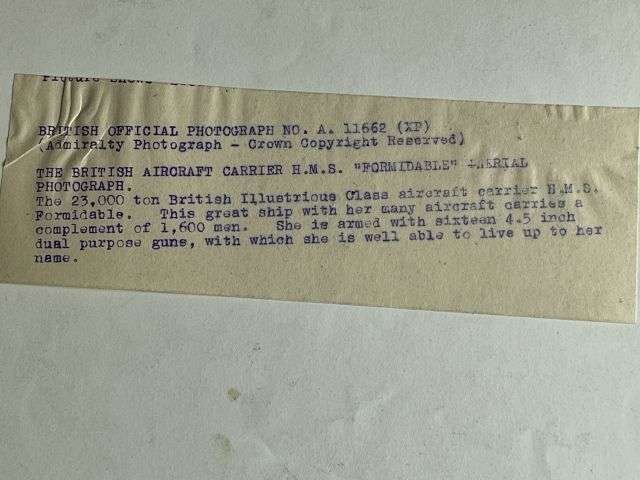 109) Interesting Original WW2 Official Photograph Of HMS Formidable. — image 2