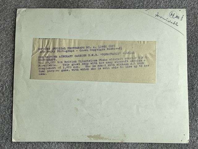 109) Interesting Original WW2 Official Photograph Of HMS Formidable. — image 3