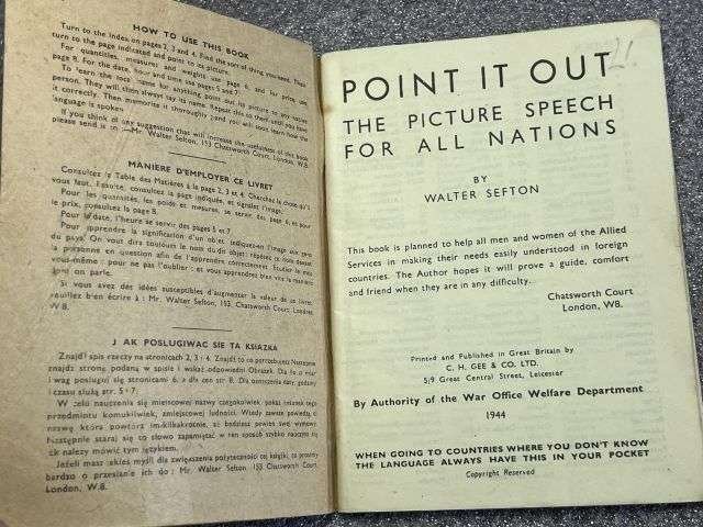 77) Good Original WW2 Allied Point it Out Picture Speech Book Dated 1944 — image 8