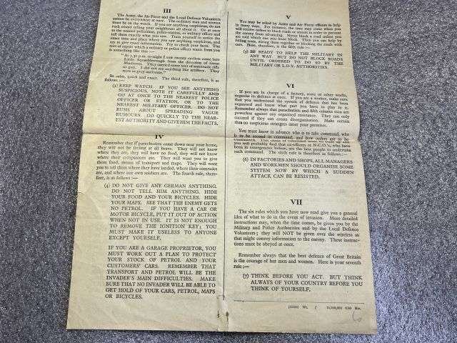 81) Good Original WW2 Leaflet If The Invader Comes What To Do & How To Do It 1940 — image 3