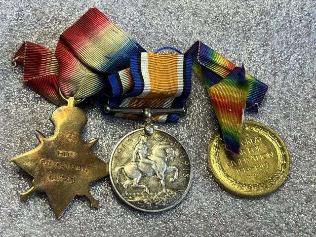 86) Excellent WW1 British Full Size Medal Sets To 3 Brothers. Royal Navy, Hampshire Regiment & Royal Engineers — image 11