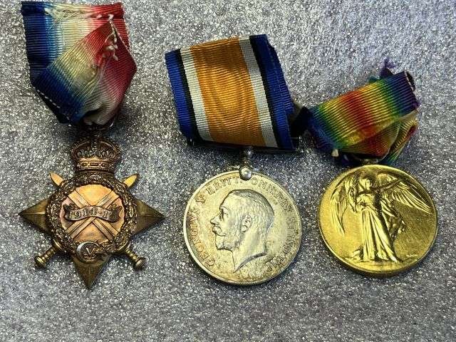 86) Excellent WW1 British Full Size Medal Sets To 3 Brothers. Royal Navy, Hampshire Regiment & Royal Engineers — image 14