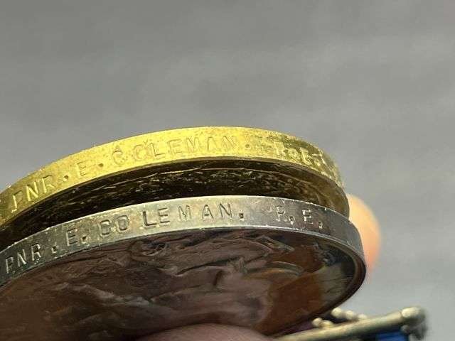 86) Excellent WW1 British Full Size Medal Sets To 3 Brothers. Royal Navy, Hampshire Regiment & Royal Engineers — image 2