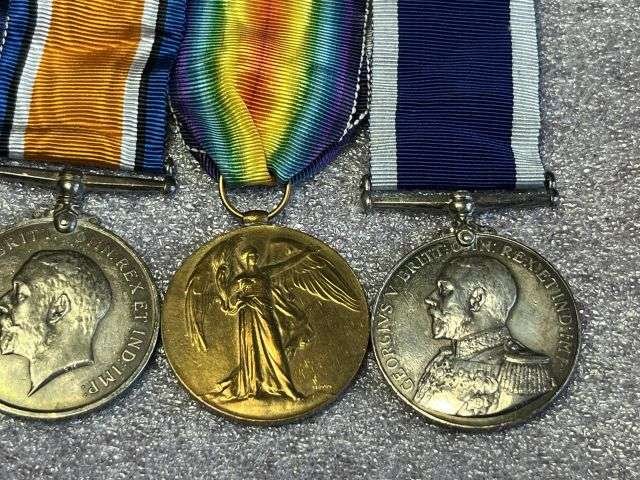86) Excellent WW1 British Full Size Medal Sets To 3 Brothers. Royal Navy, Hampshire Regiment & Royal Engineers — image 28