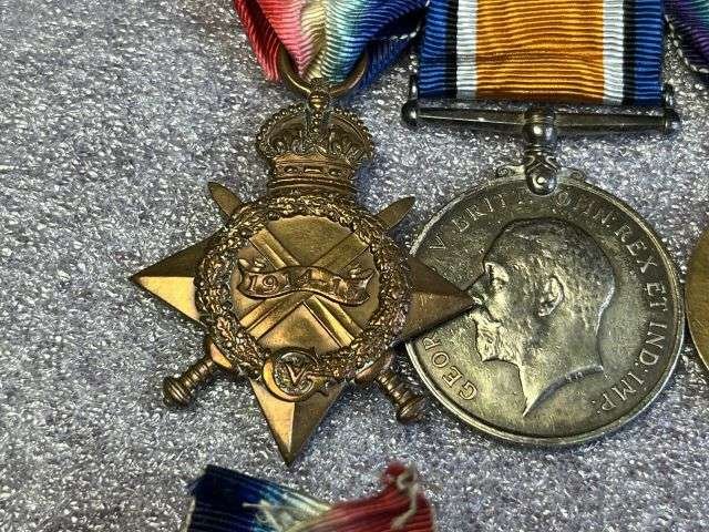 86) Excellent WW1 British Full Size Medal Sets To 3 Brothers. Royal Navy, Hampshire Regiment & Royal Engineers — image 29