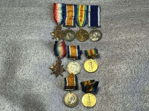 86) Excellent WW1 British Full Size Medal Sets To 3 …