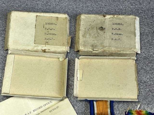 89) Excellent Original Uncleaned WW1 Medal Pair 105966 2.A.M. W.Dean R.A.F. With Certificate & Boxes of Issue — image 18