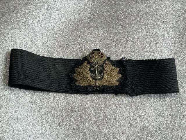 52) Good Original Dirty Used WW1 WW2 Royal Navy Officers Bullion Cap Badge — image 5