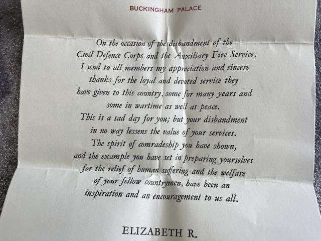 65) Interesting Original Post WW2 Civil Defence Corps Badges, Insignia, Certificate & Letters Of Disbandment North Riding of Yorkshire — image 7