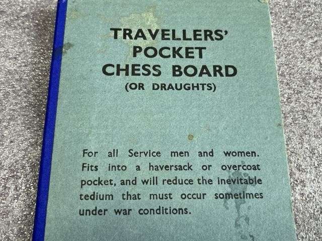 36) Interesting Original WW2 British Traveller's Pocket Chess Board For Service Men & Women — image 10