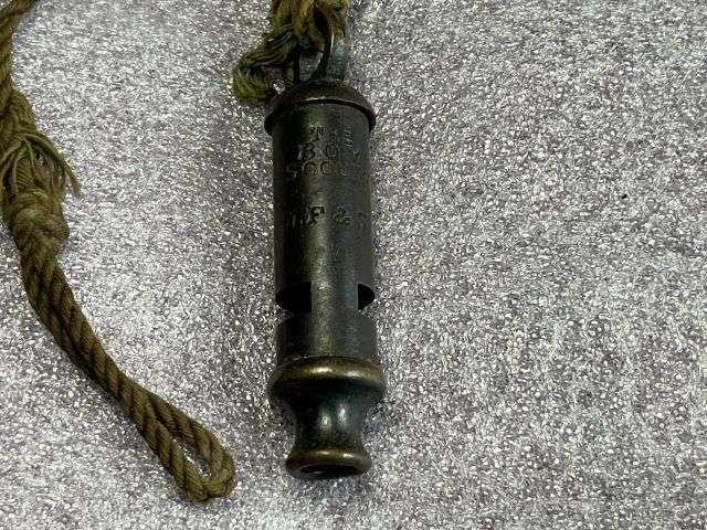 37) Excellent Original 1920s – 30s The Boy Scouts Whistle Maker Marked J.F&S — image 6
