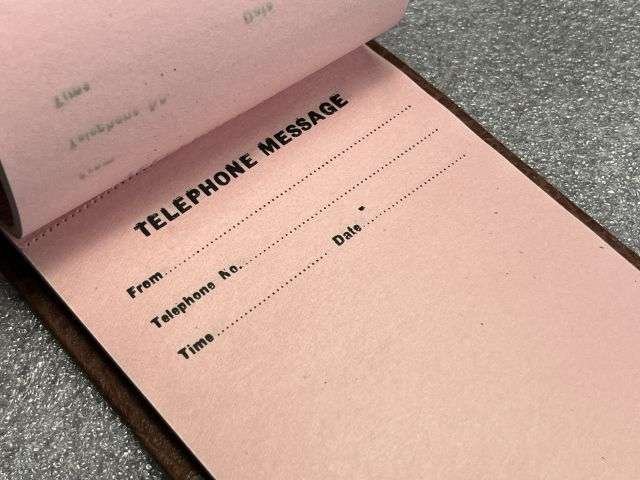 40) Good Original WW2 British Home Front? Telephone Message Pad. Complete & Dated 1944 — image 6