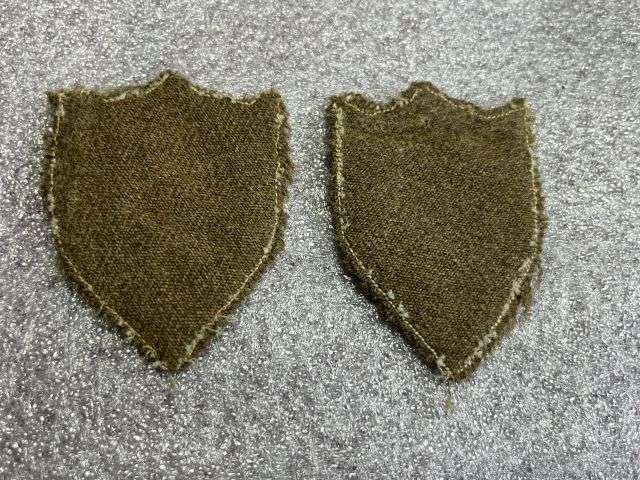 46) Excellent Original Printed 14th Army Badge Pair on Original Uniform Backing — image 2