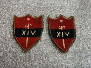 46) Excellent Original Printed 14th Army Badge Pair on Original …