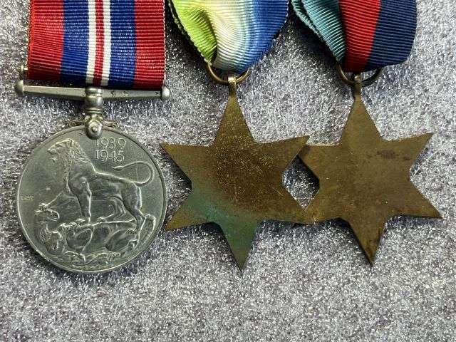 10) Excellent Original WW2 Court Mounted Royal Navy Full Size Medal Set of 3 39-45 Star, Atlantic Star, War Medal. — image 2