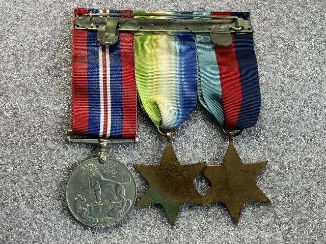 10) Excellent Original WW2 Court Mounted Royal Navy Full Size Medal Set of 3 39-45 Star, Atlantic Star, War Medal. — image 3